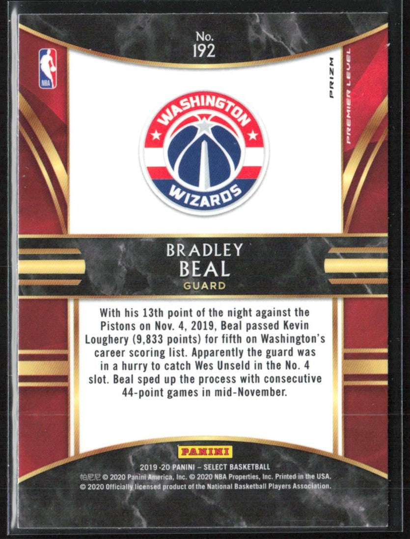 Bradley Beal 2019 Panini Select Premier Red Wave #192 Washington Wizards