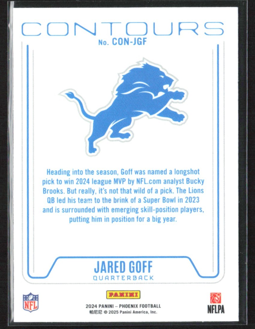 Jared Goff 2024 Panini Phoenix Contours Wave #CON-JGF Detroit Lions