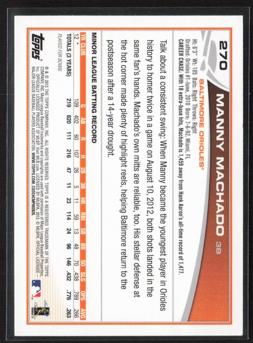 Manny Machado 2013 Topps RC #270 Baltimore Orioles