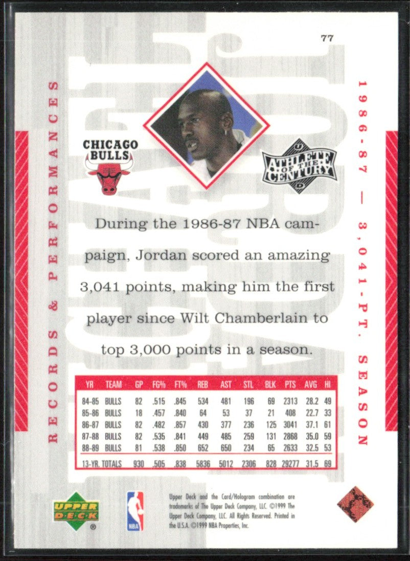 Michael Jordan 1999 Upper Deck Athlete of the Century #77 Chicago Bulls