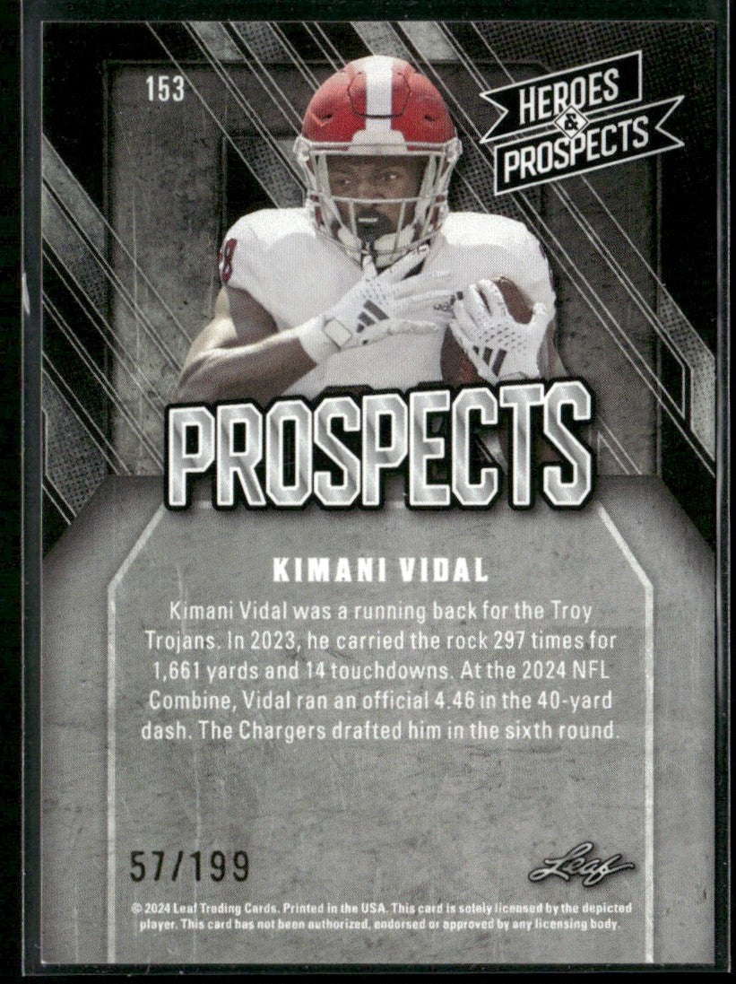 Kimani Vidal 2024 Leaf Heroes & Prospects RC /199 #153 Troy Trojans