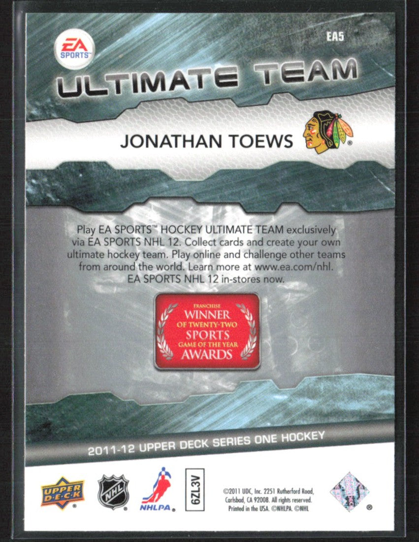 Jonathan Toews 2011 Upper Deck EA Ultimate Team #EA5 Chicago Blackhawks