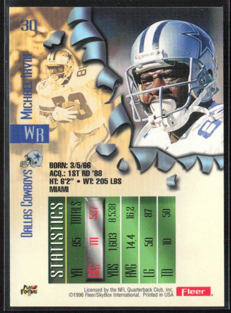 Michael Irvin 1996 Fleer Metal #30 Dallas Cowboys