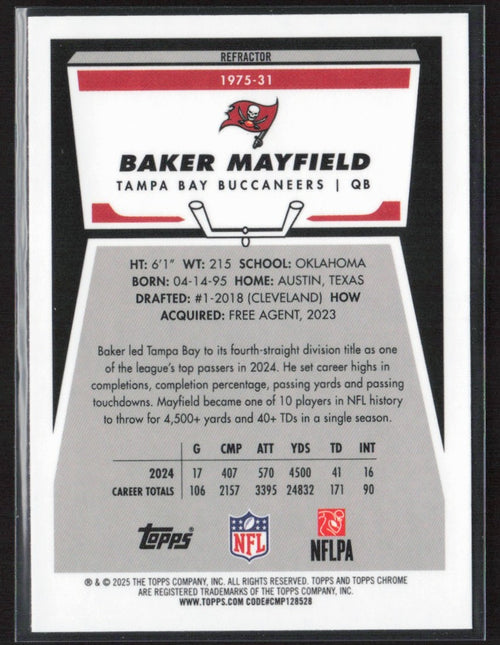 Baker Mayfield 2025 Topps Chrome Retro Refractor #1975-31 Tampa Bay Buccaneers