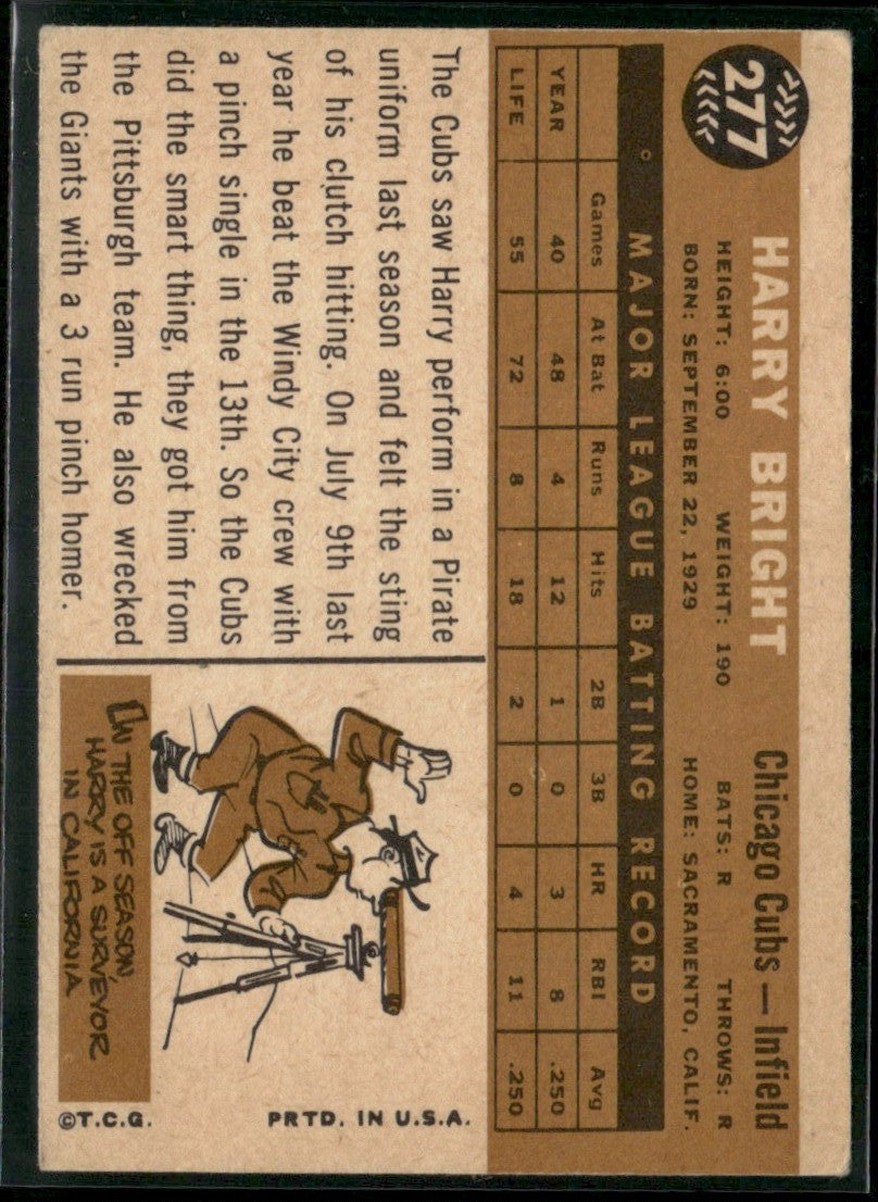 Harry Bright 1960 Topps #277 Chicago Cubs
