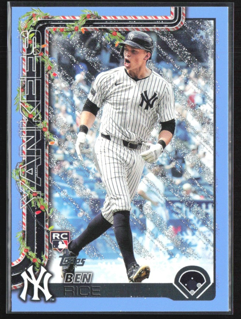 Ben Rice 2025 Topps Holiday Light Blue & Whitte Glitter RC #H8 York Yankees