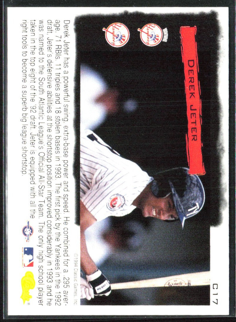 Derek Jeter 1994 Classic Cream of the Crop #C17 Tampa Yankees