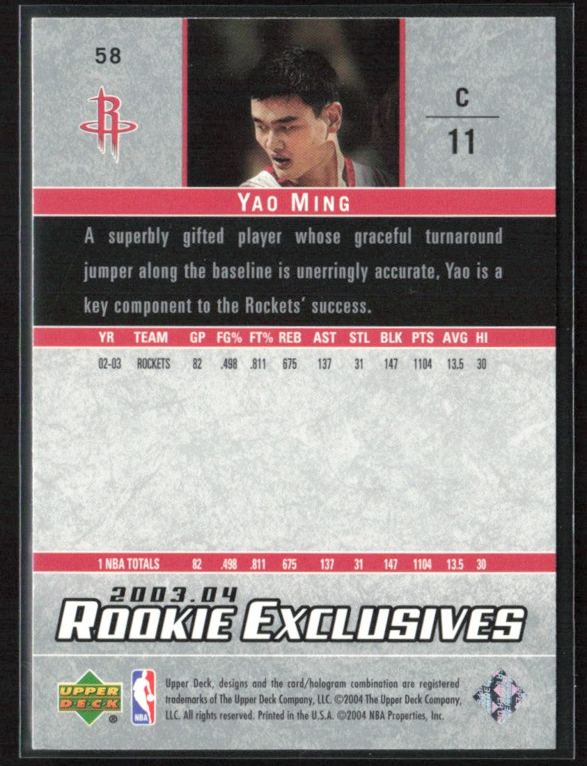 Yao Ming 2003 Upper Deck Rookie Exclusives #58 Houston Rockets