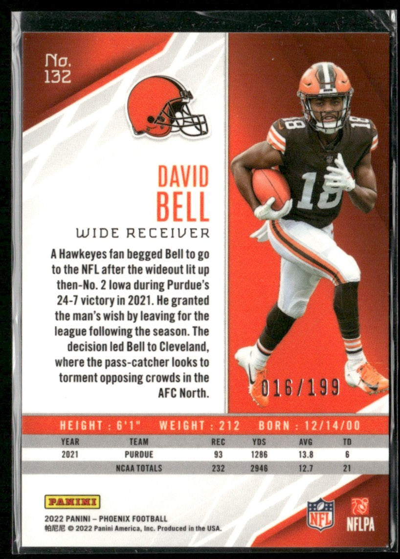 David Bell 2022 Panini Phoenix Pink RC /199 #132 Cleveland Browns