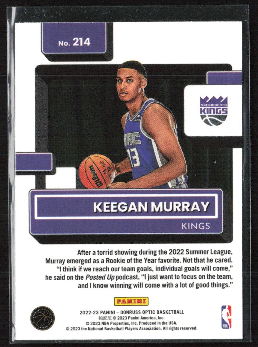 Keegan Murray 2022 Donruss Optic Rated Rookies RC #214 Sacramento Kings