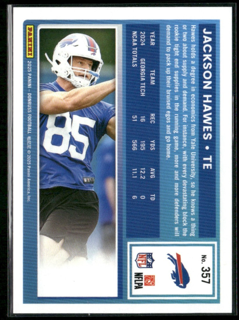 Jackson Hawes 2025 Donruss Blue Press Proof RC #357 Buffalo Bills