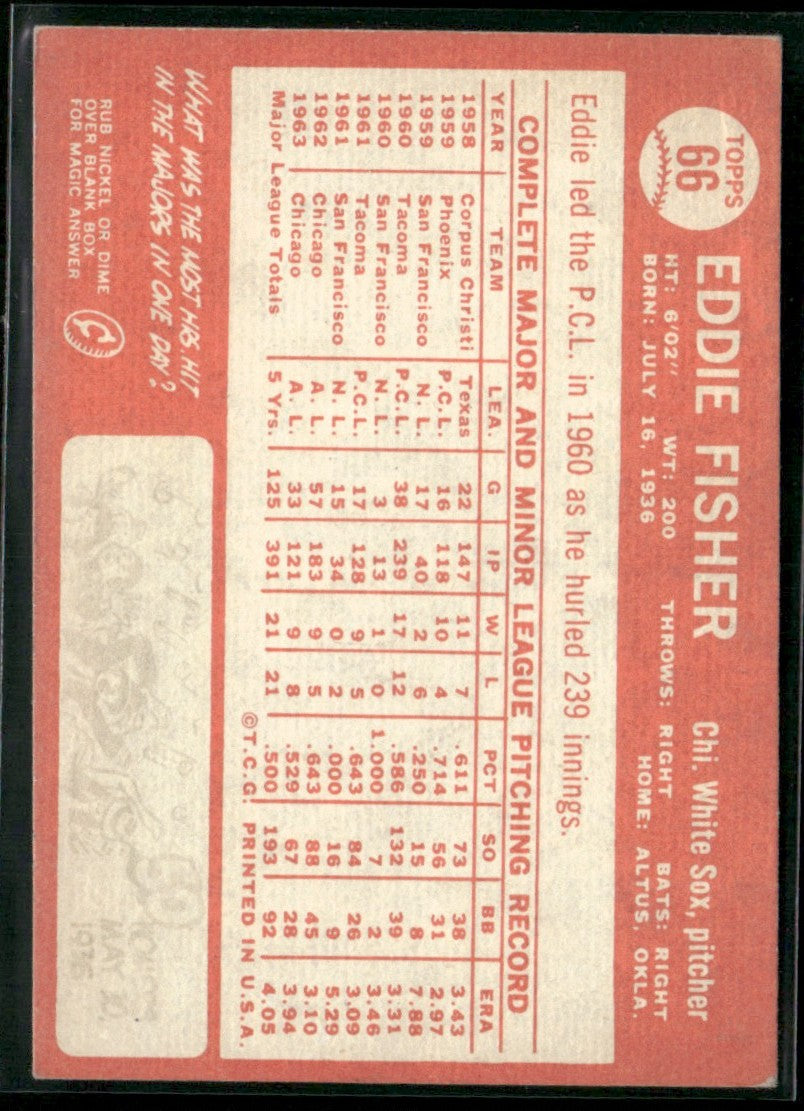 Eddie Fisher 1964 Topps #66 Chicago White Sox