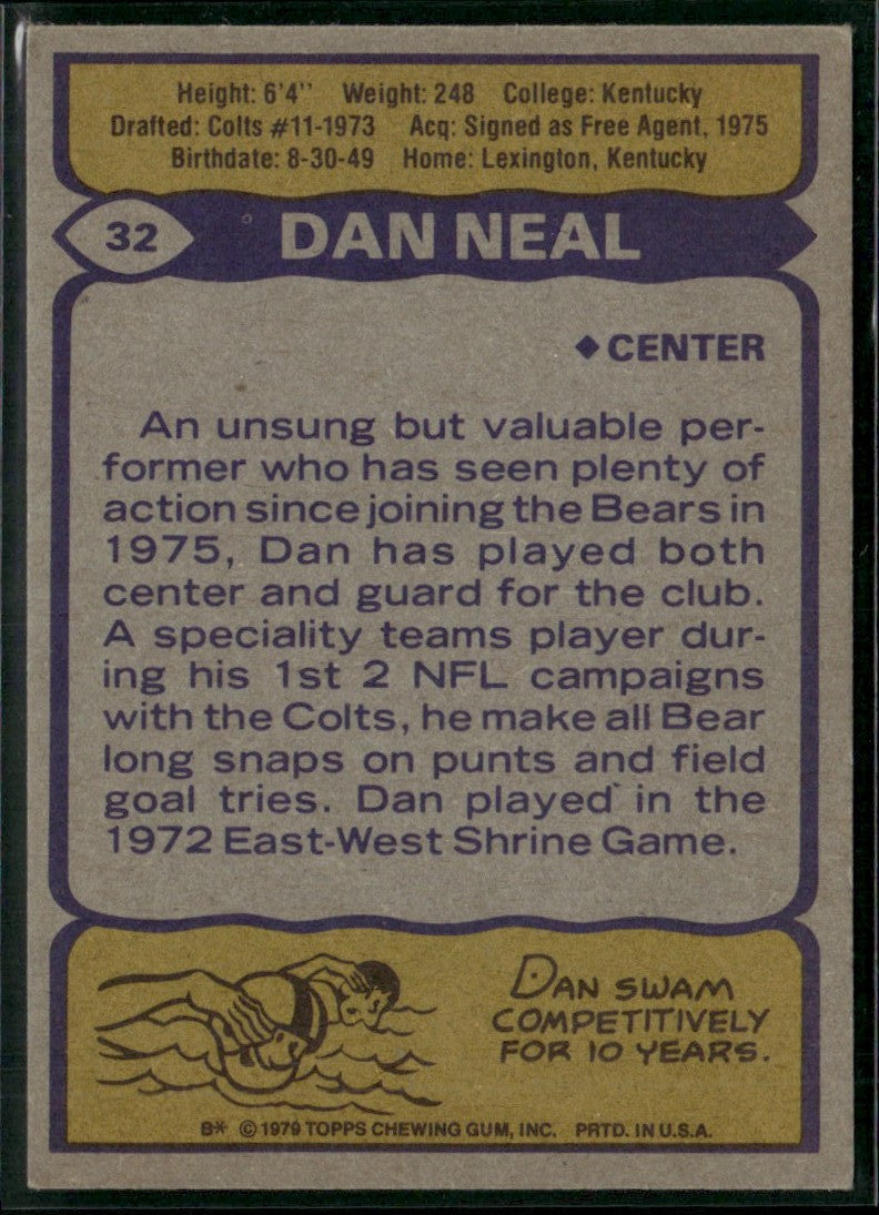 Dan Neal 1979 Topps #32 Chicago Bears