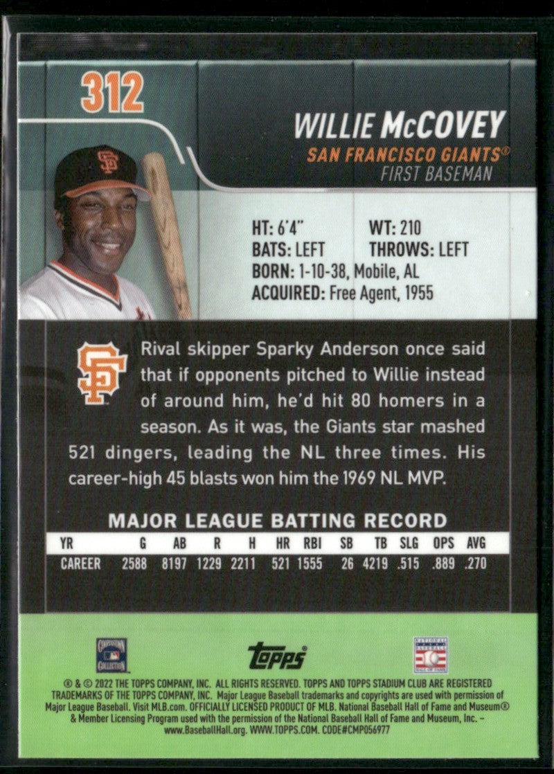 Willie McCovey 2022 Topps Stadium Club Chrome #312 San Francisco Giants
