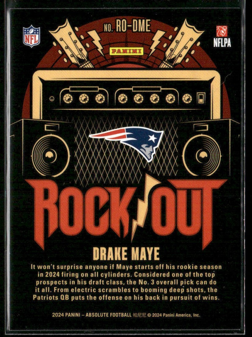 Drake Maye 2024 Panini Absolute Rock Out RC #RO-DME New England Patriots