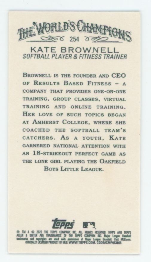 Kate Brownell 2022 Topps Allen & Ginter Mini Black #254