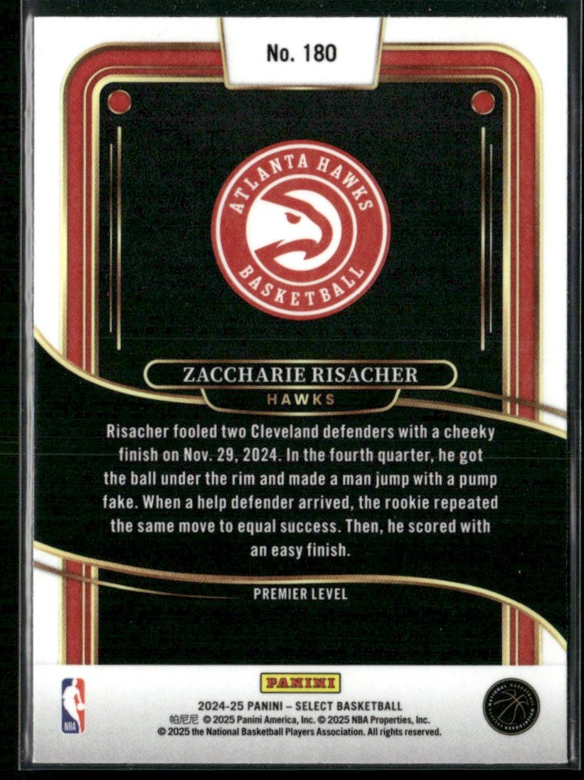 Zaccharie Risacher 2024 Panini Select Premier RC #180 Atlanta Hawks