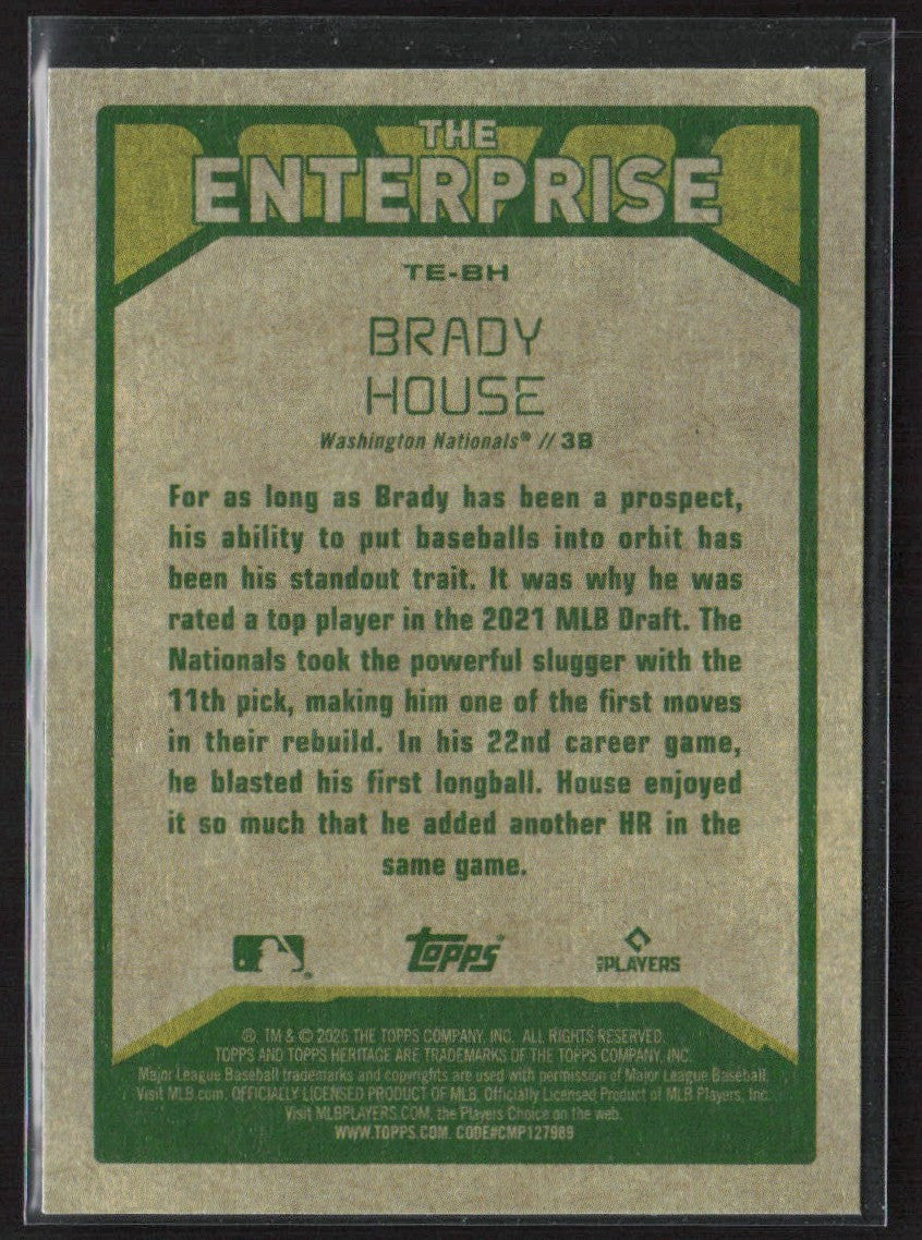 Brady House 2026 Topps Heritage The Enterprise RC #TE-BH Washington Nationals