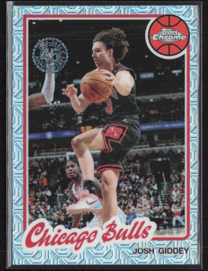 Josh Giddey 2025 Topps 1980-81 Chrome Silver Pack Mojo #TC-CB Chicago Bulls
