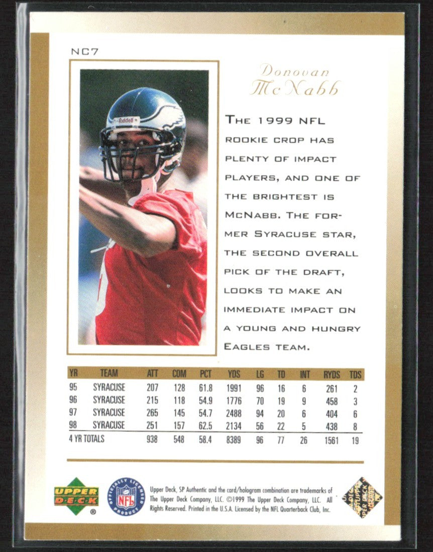 Donovan McNabb 1999 SP Authentic New Classics RC #NC7 Philadelphia Eagles