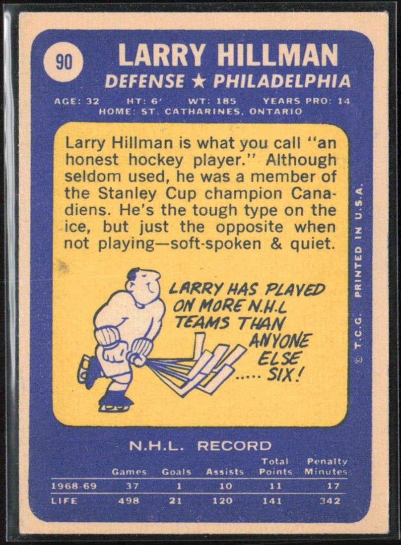 Larry Hillman 1969 Topps #90 Philadelphia Flyers