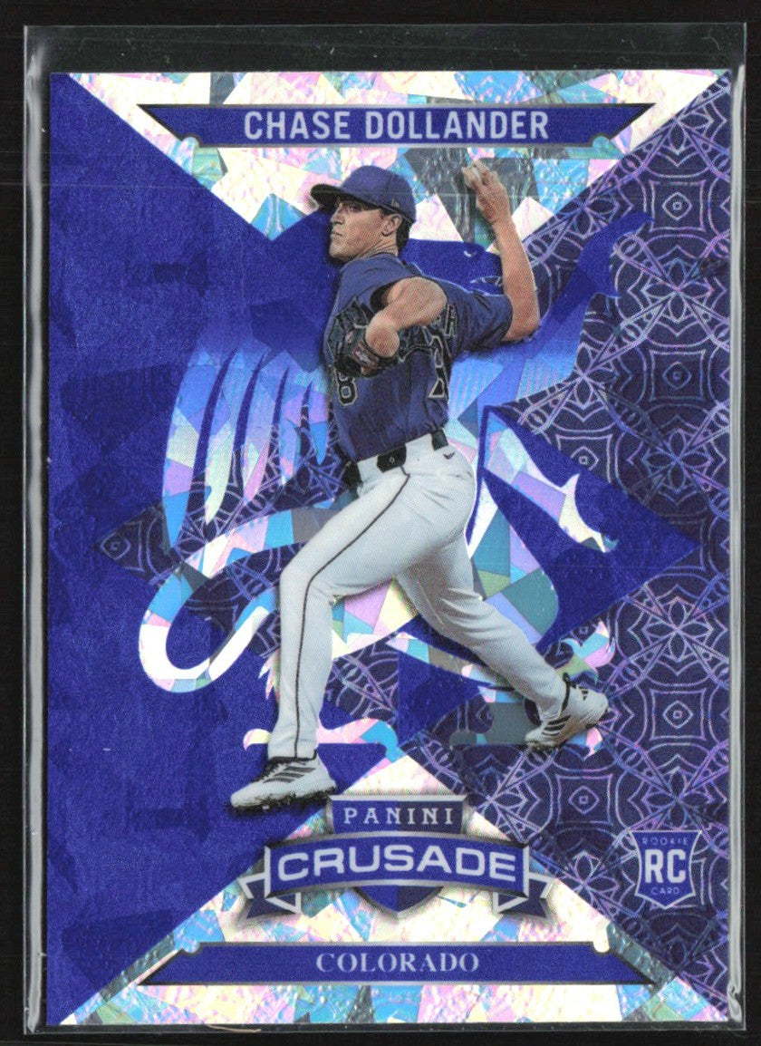 Chase Dollander 2025 Panini Crusade Blue Cracked Ice RC #55 Colorado Rockies