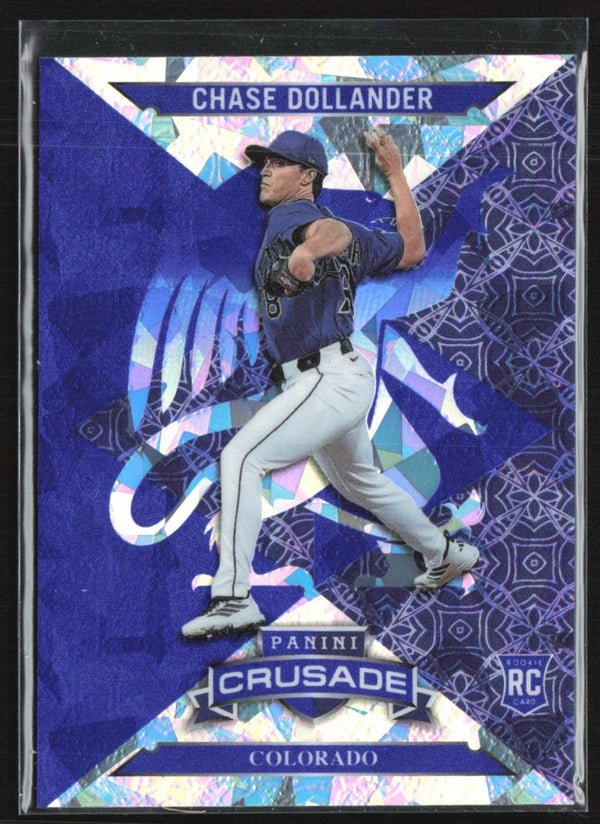 Chase Dollander 2025 Panini Crusade Blue Cracked Ice RC #55 Colorado Rockies