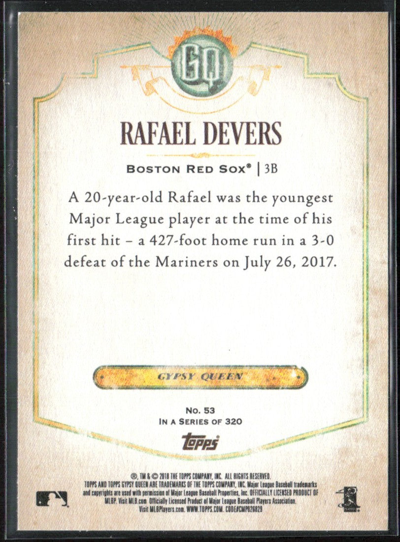 Rafael Devers 2018 Topps Gypsy Queen RC #53 Boston Red Sox