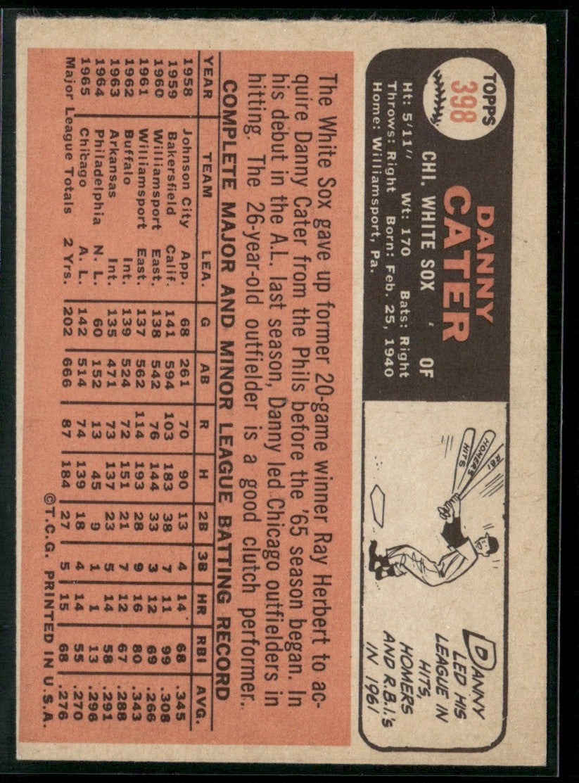 Danny Cater 1966 Topps #398 Chicago White Sox