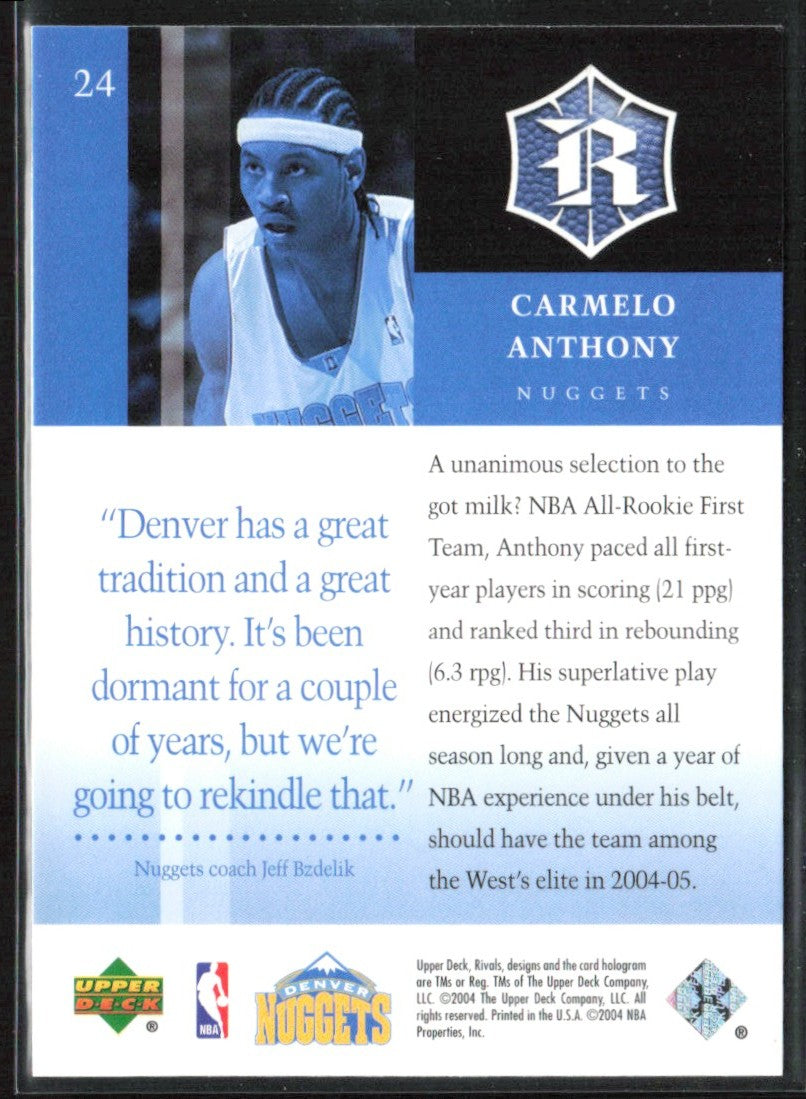 Carmelo Anthony 2004 Upper Deck Rivals Box Set #24 Denver Nuggets