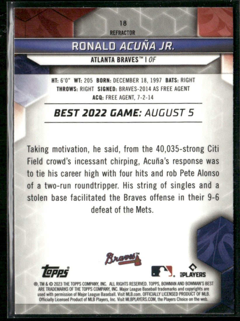 Ronald Acuna Jr. 2023 Bowman's Best Refractor #18 Atlanta Braves