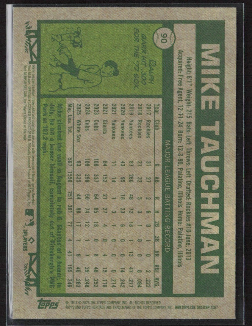 Mike Tauchman 2026 Topps Heritage Chrome Silver Sparkle Refractor #90