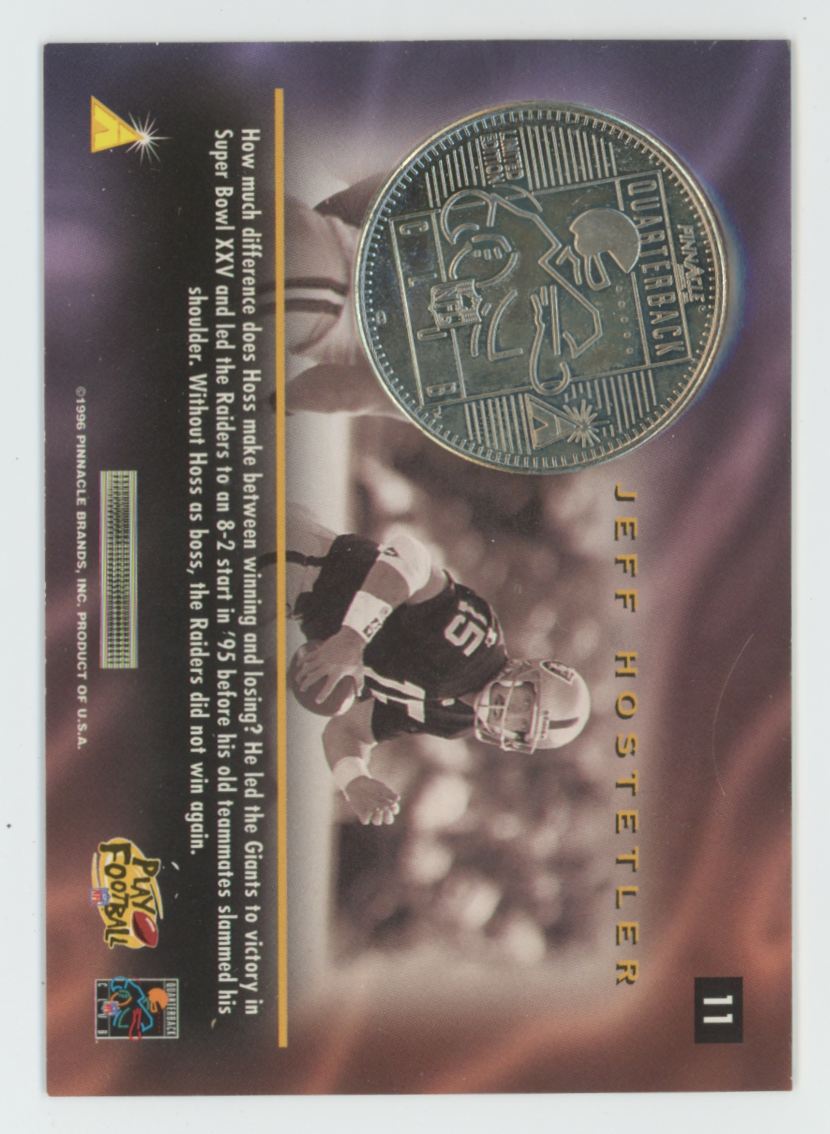 Jeff Hostetler 1996 Pinnacle Mint QB Club #11 Oakland Raiders
