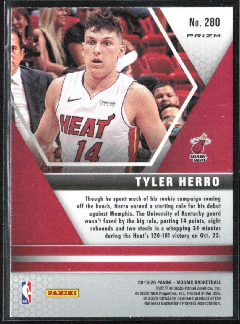 Tyler Herro 2019 Panini Mosaic Silver Prizm RC #280 Miami Heat