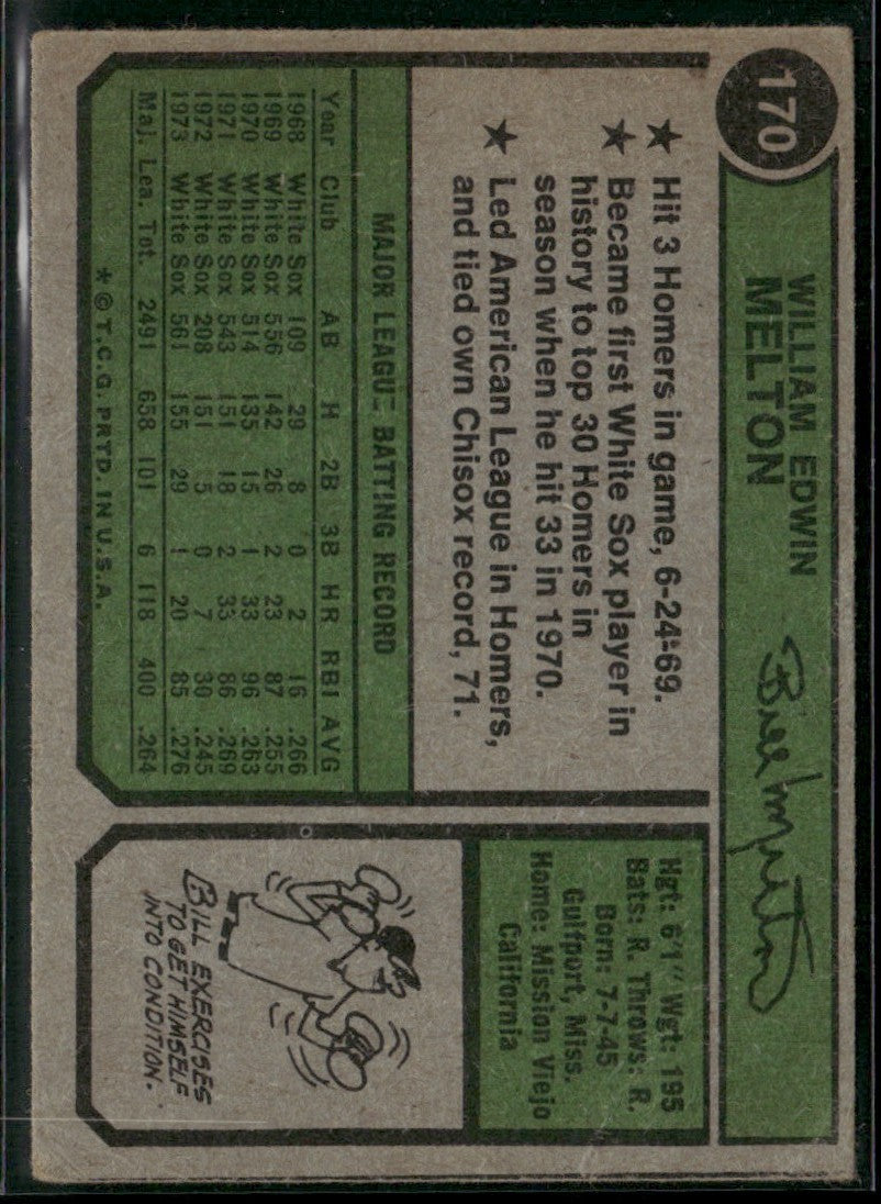 Bill Melton 1974 Topps #170 Chicago White Sox