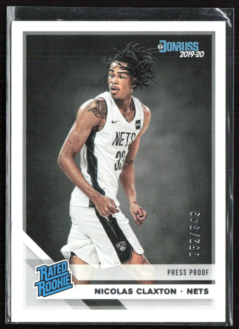Nicolas Claxton 2019 Donruss Press Proof Silver RC /349 #229 Brooklyn Nets