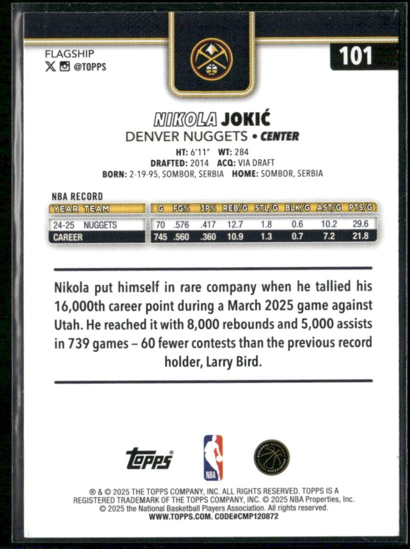Nikola Jokic 2025 Topps Season Tip Off #101 Denver Nuggets