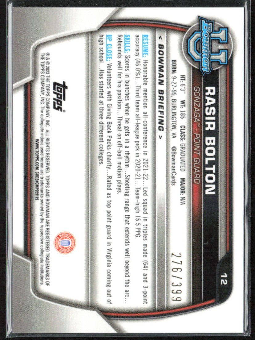 Rasir Bolton 2022 Bowman U Chrome Purple Mini-Diamond Refractor /399 #12