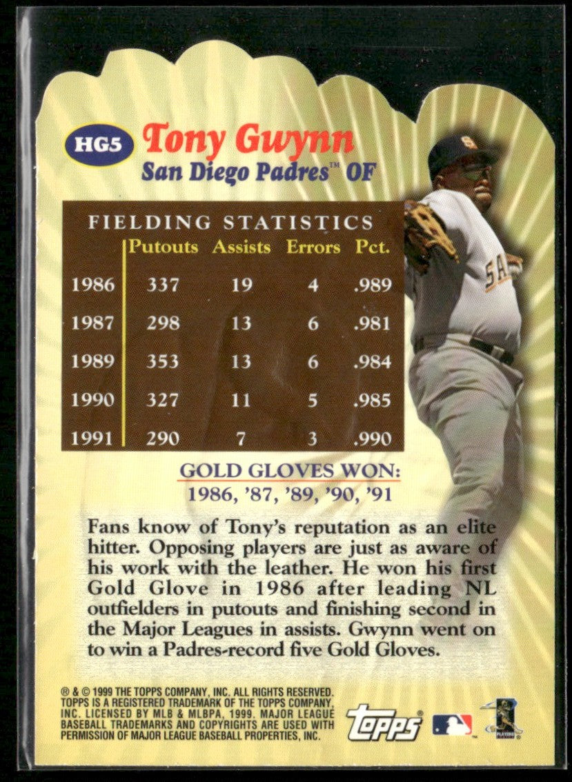 Tony Gwynn 1999 Topps Hands of Gold Die Cut #HG5 San Diego Padres