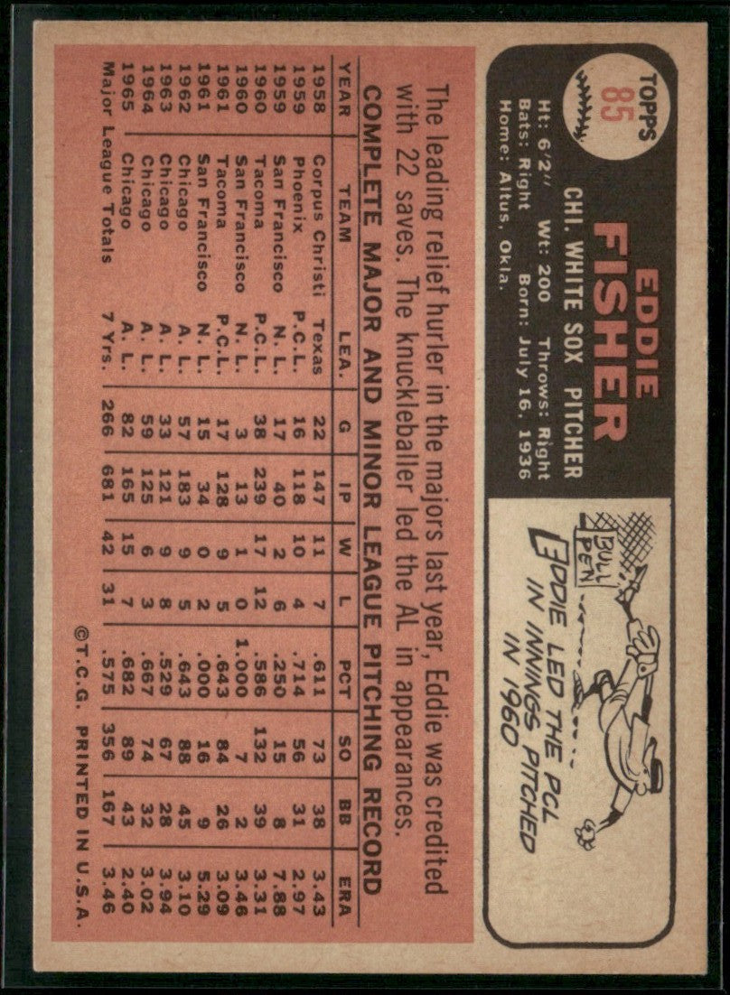 Eddie Fisher 1966 Topps #85 Chicago White Sox