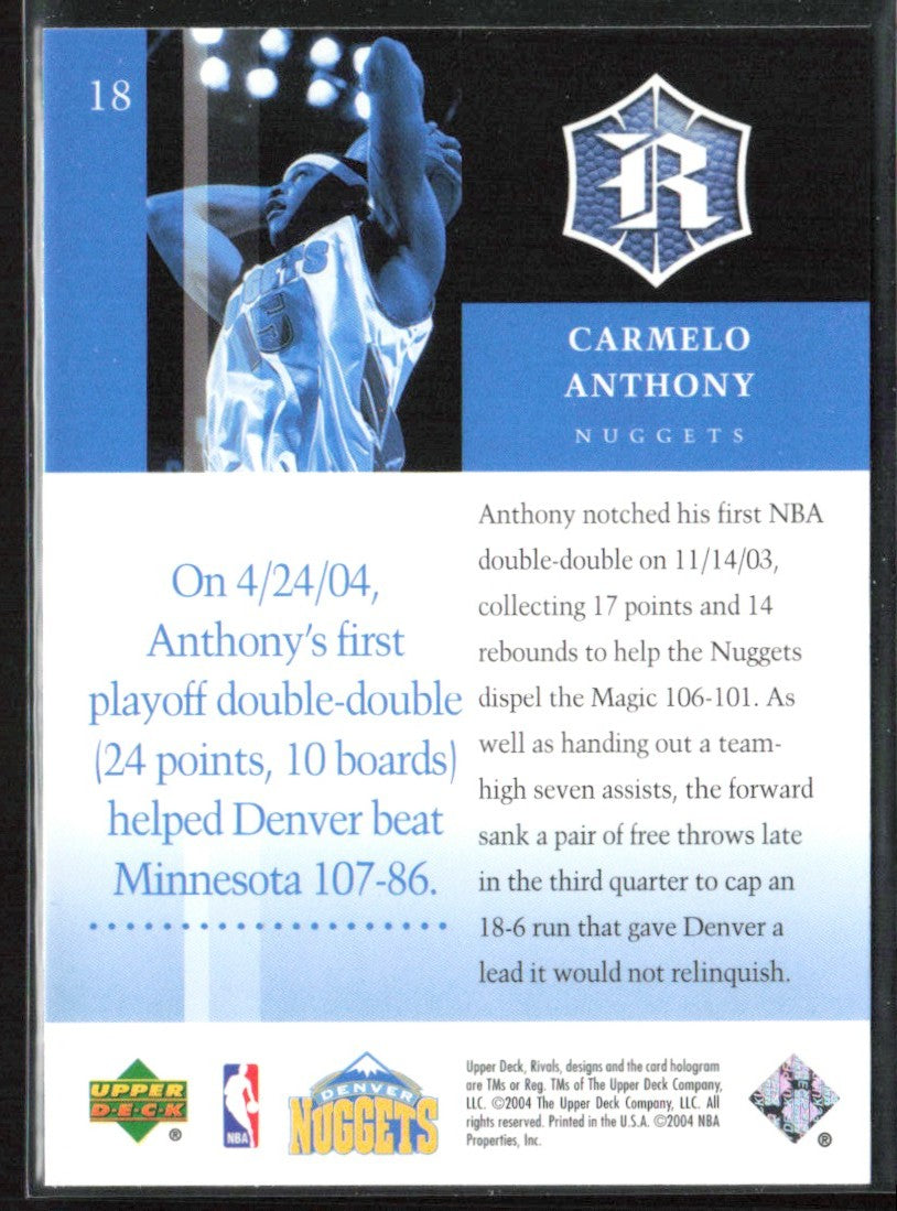 Carmelo Anthony 2004 Upper Deck Rivals Box Set #18 Denver Nuggets