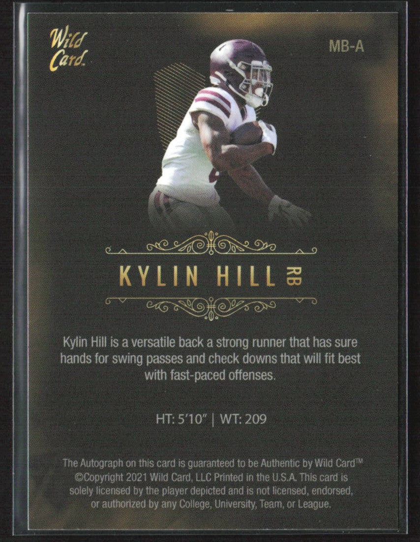 Kylin Hill 2021 Wild Card MATTE RC AUTO #MB-A Green Bay Packers