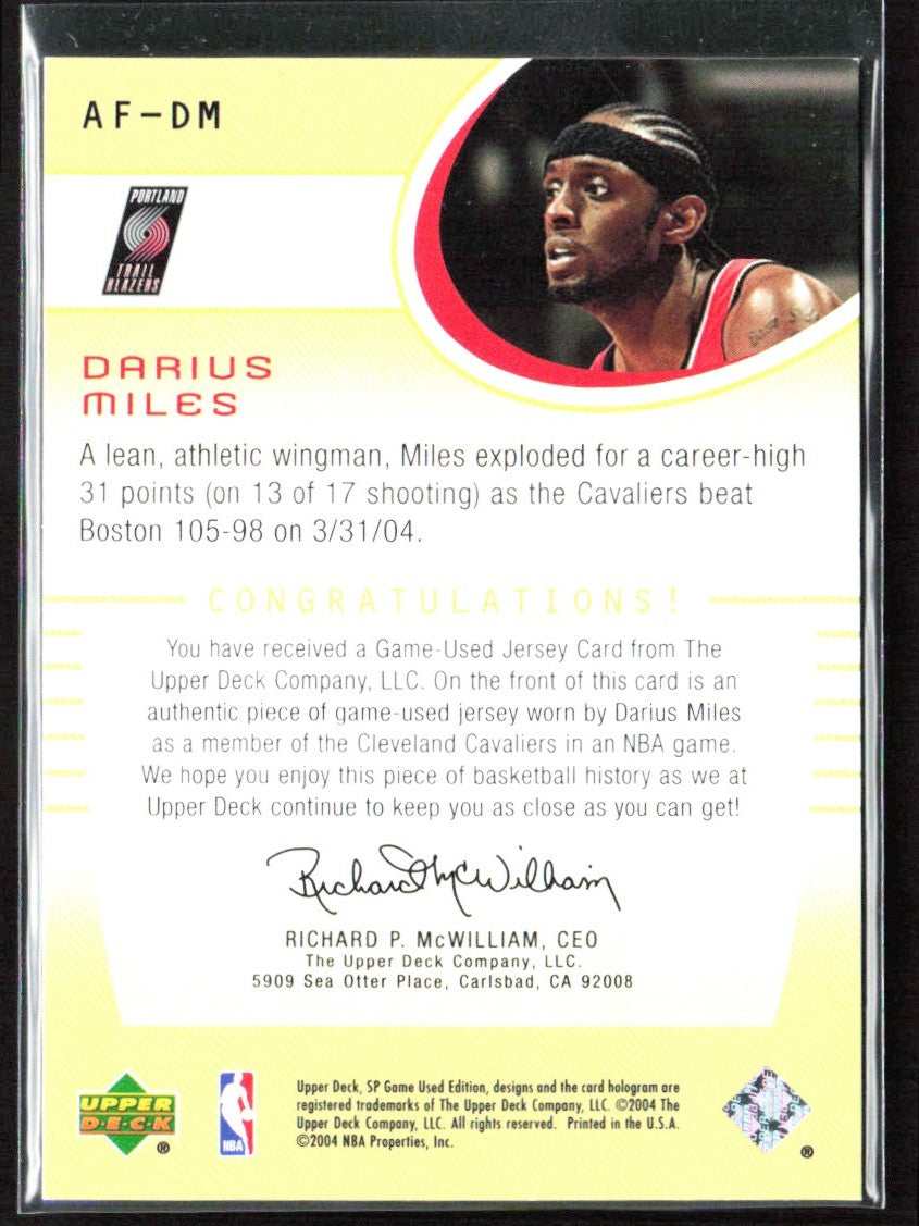 Darius Miles 2004 SP Game Used Authentic Fabrics Jersey #AF-DM