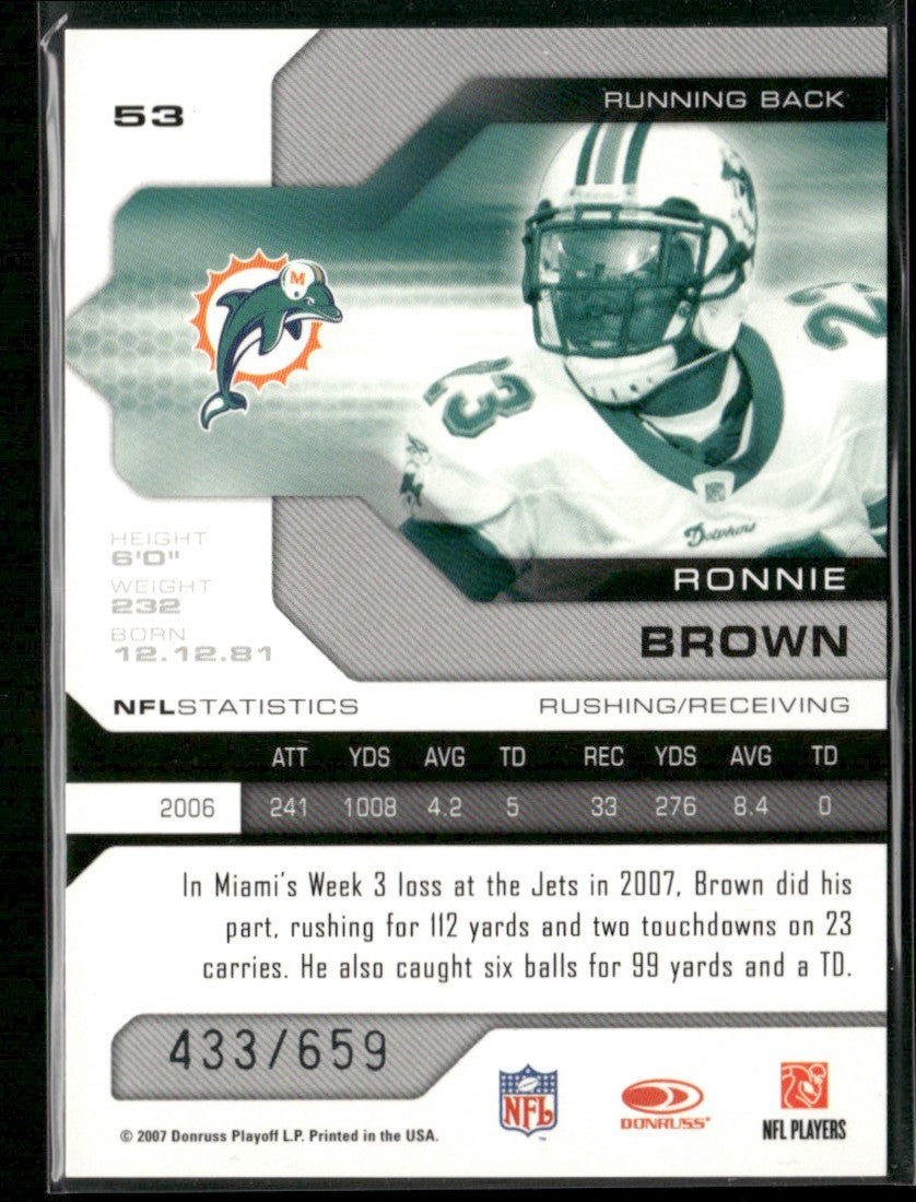 Ronnie Brown 2007 Leaf Limited /659 #53 Miami Dolphins