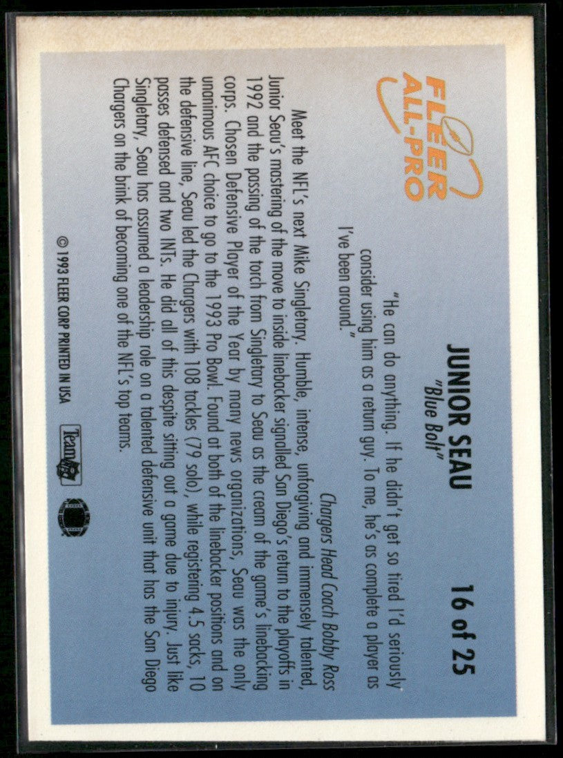 Junior Seau 1993 Fleer All-Pros #16 San Diego Chargers