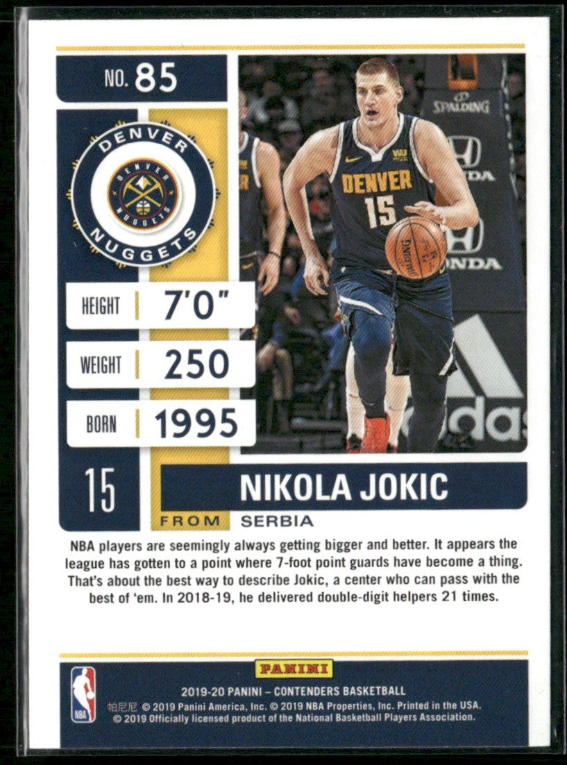 Nikola Jokic 2019 Panini Contenders Game Ticket Red #85 Denver Nuggets