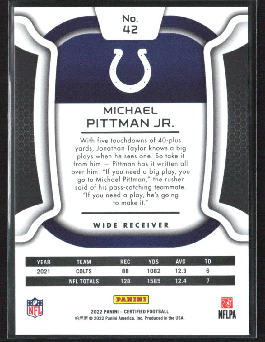 Michael Pittman Jr. 2022 Panini Certified Mirror Bronze /275 #42
