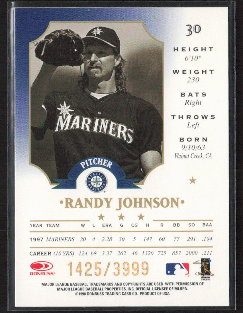 Randy Johnson 1998 Leaf Fractal Foundation /3999 #30 Seattle Mariners