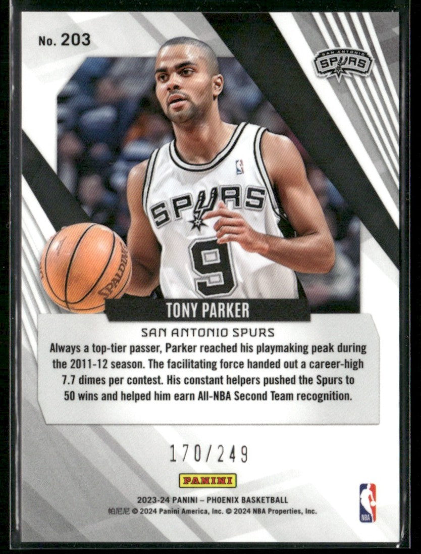 Tony Parker 2023 Panini Phoenix Orange Ice /249 #203 San Antonio Spurs