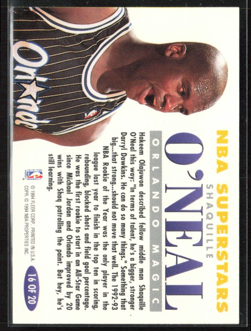 Shaquille O'Neal 1993 Fleer NBA Superstars #16 Orlando Magic